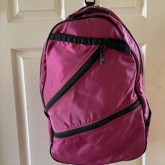 Maggie Matter extra large dark pink Nylon sling back shoulder bag ,bla… - Picture 2 of 12